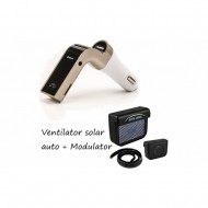 Ventilator solar pentru masina + Cadou: Car KIT cu functie de modulator Hands Free, Bluetooth Gadget, Black