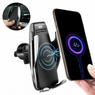 Suport auto pentru telefon cu functie de incarcare rapida Wireless, prindere ventilatie