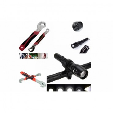 Lanterna Profesionala Led Cree, cu zoom cu lupa, rezistenta apa, reincarcabila + Cadou: Set 2 x chei universale Snap`N Grip